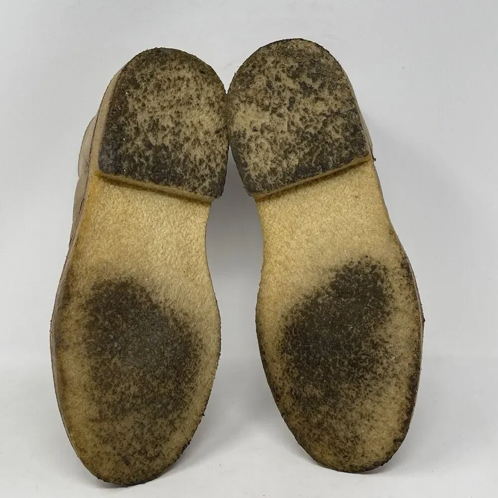 LL Bean Chukka Boots Mens 7 M Tan Brown Suede Leather Crepe Soles